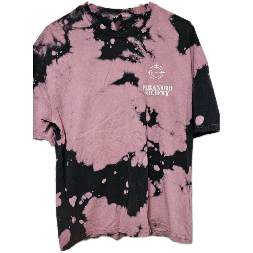 Paranoid Society Tye Dyed T Shirt XS Oversized Pink Black Unisex Black Squad